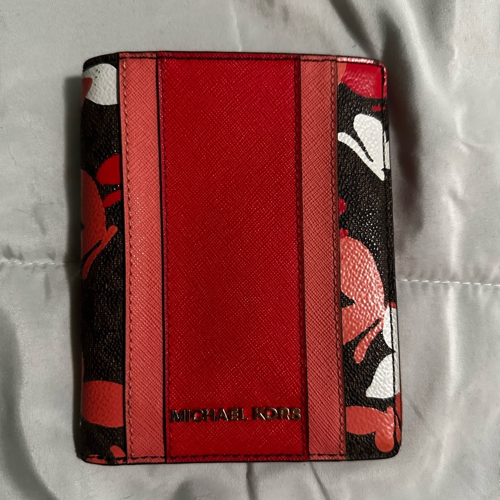 Michael Kors Red Floral Passport Holder